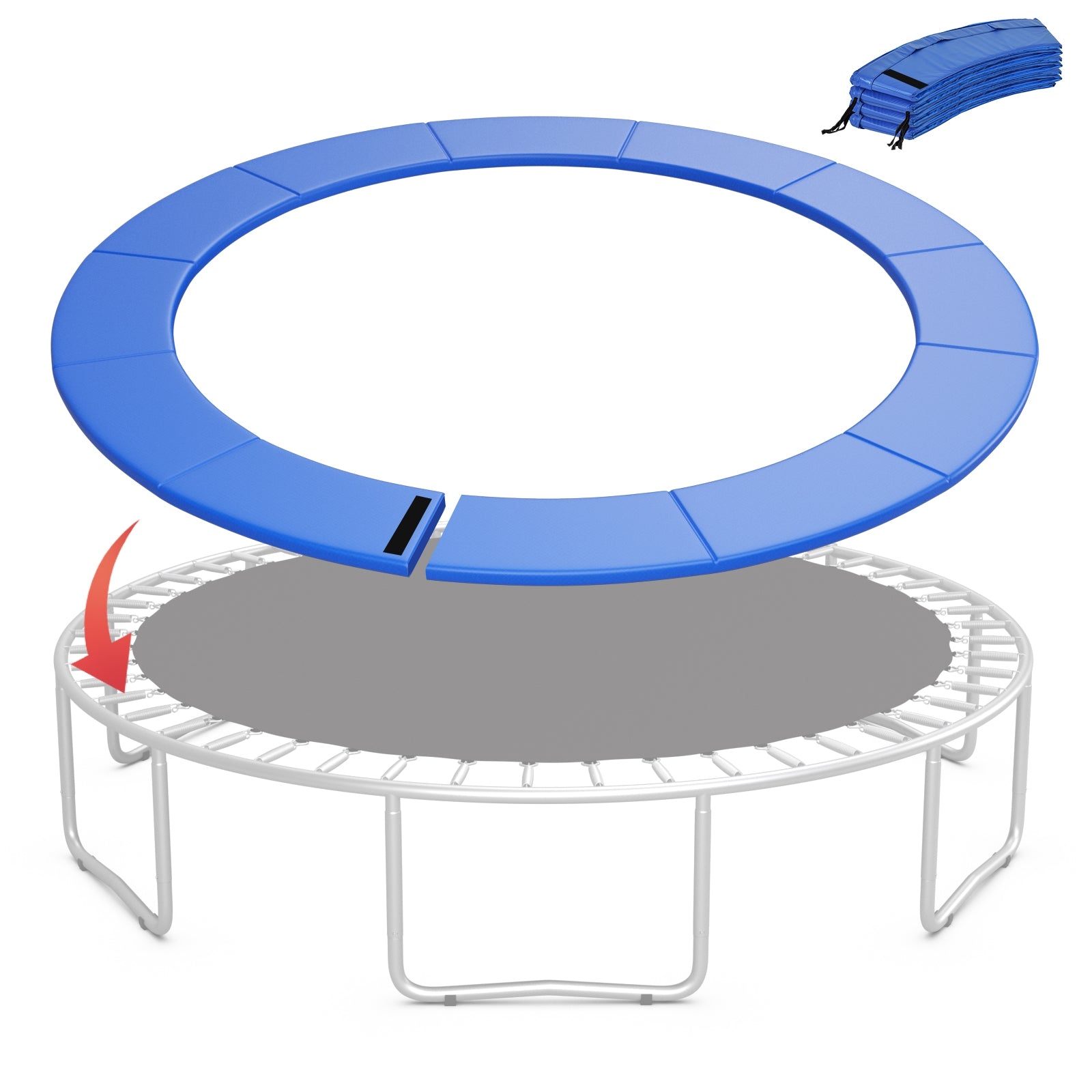 Blue 16-foot trampoline safety pad with fixing straps, replacement outdoor toy accessory for secure outdoor play.