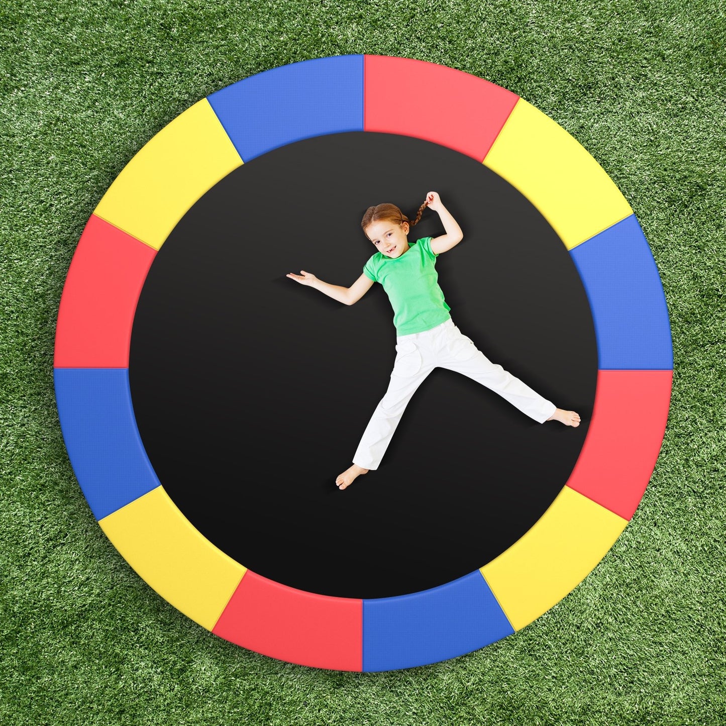 8-16 FT Trampoline Pad Replacement Safety Pad with Fixing Straps (Multicolor)-15FT