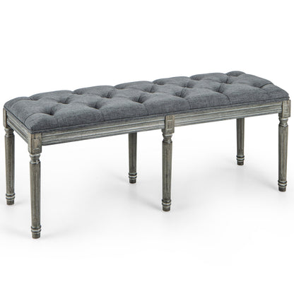 French Vintage Entryway Bench 47 Inch Upholstered Dining Bench-Beige