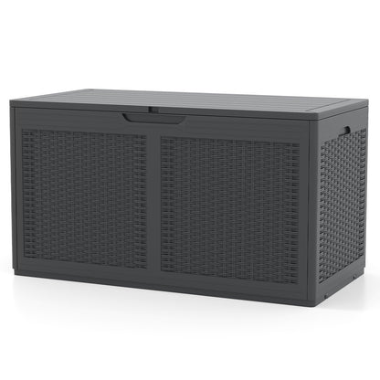 100 Gallon Resin Deck Box Outdoor Waterproof Storage Bench-Black