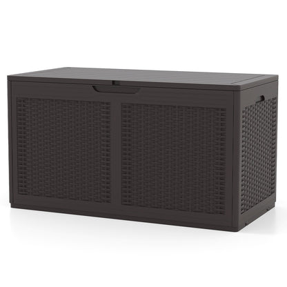 100 Gallon Resin Deck Box Outdoor Waterproof Storage Bench-Black
