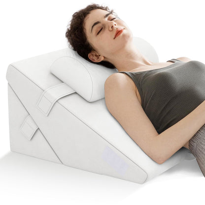 3 Pieces Bed Wedge Pillow Set with Air Memory Foam-Gray