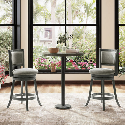 Swivel Bar Stools Set of 2 with Soft-padded Back and Seat-S