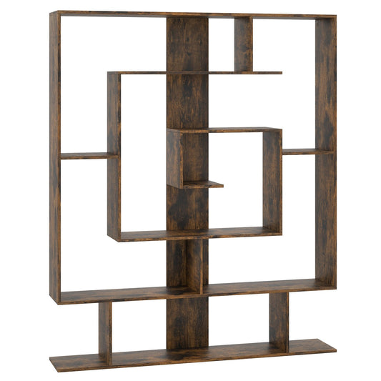 7-Tier Bookshelf  Open Display Shelf Rack for Home Office-Rustic Brown