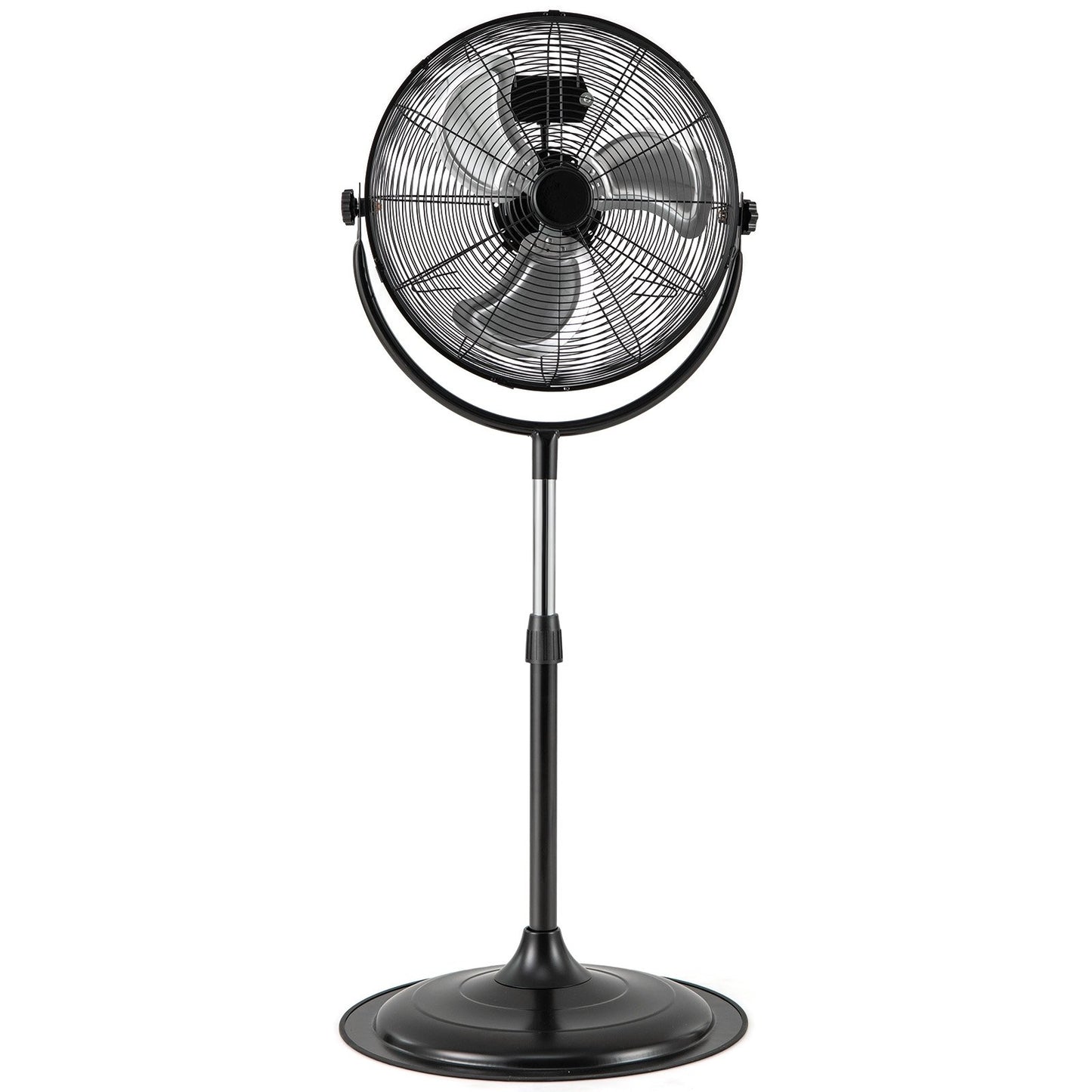 18 Inches High Velocity Pedestal Fan with 3 Speeds and Adjustable Height-Black