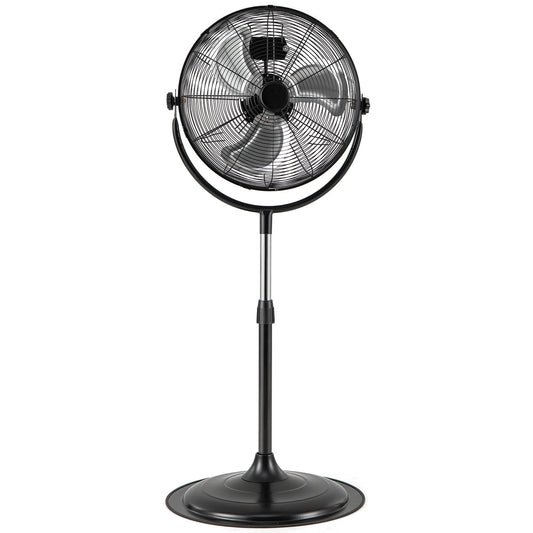 18 Inches High Velocity Pedestal Fan with 3 Speeds and Adjustable Height-Black