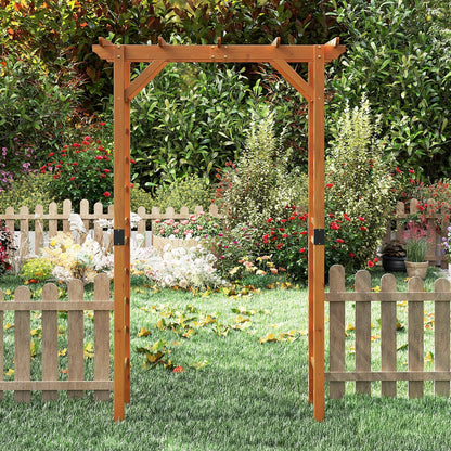 7/7.5 Feet Garden Arch Wooden Arbor Outdoor Wood Trellis for Climbing Plants-7.5 FT
