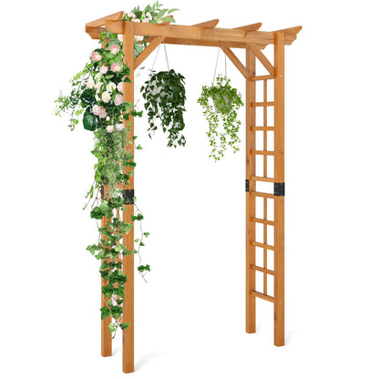 7/7.5 Feet Garden Arch Wooden Arbor Outdoor Wood Trellis for Climbing Plants-7.5 FT