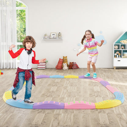 Colorful Kids Wavy Balance Beam with Textured Surface and Non-slip Foot Pads-Blue & Orange
