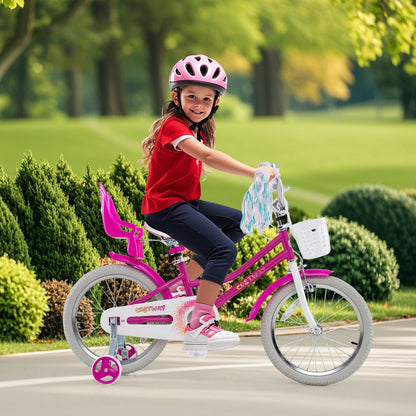 Kids Bike 14 Inch with Training Wheels and 2 Brake System for 3-5 Years Old