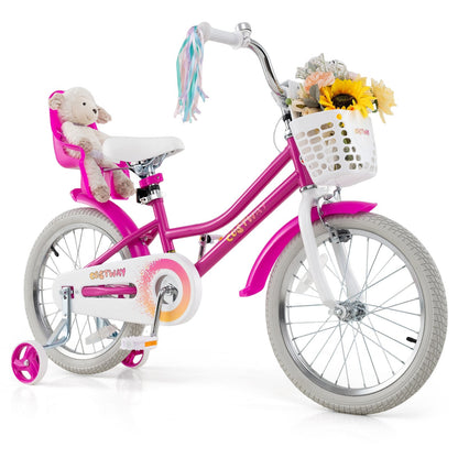 Kids Bike 14 Inch with Training Wheels and 2 Brake System for 3-5 Years Old