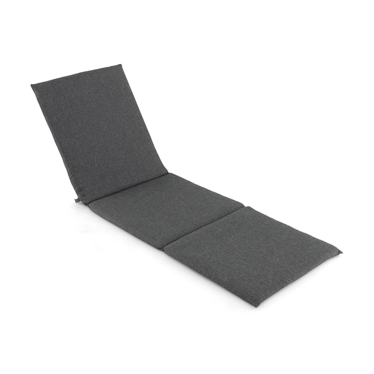 Outdoor Chaise Lounge Cushion Patio Furniture Folding Pad with Fixing Straps-Beige