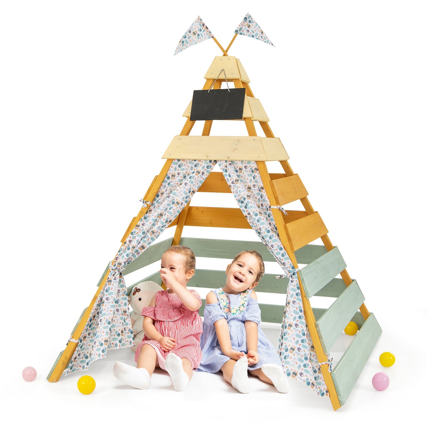 Triangle Hideaway Playhouse with Removable Chalkboard for Indoor and Outdoor