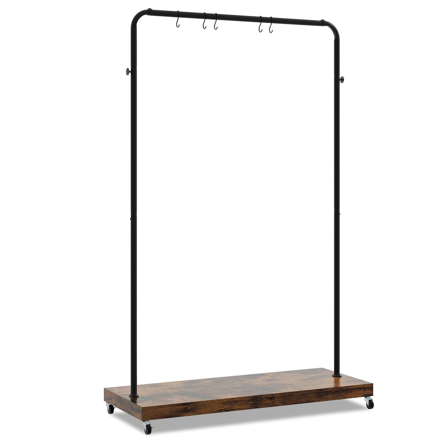 Rolling Garment Rack with Hanging Hooks and Bottom Storage Shelf