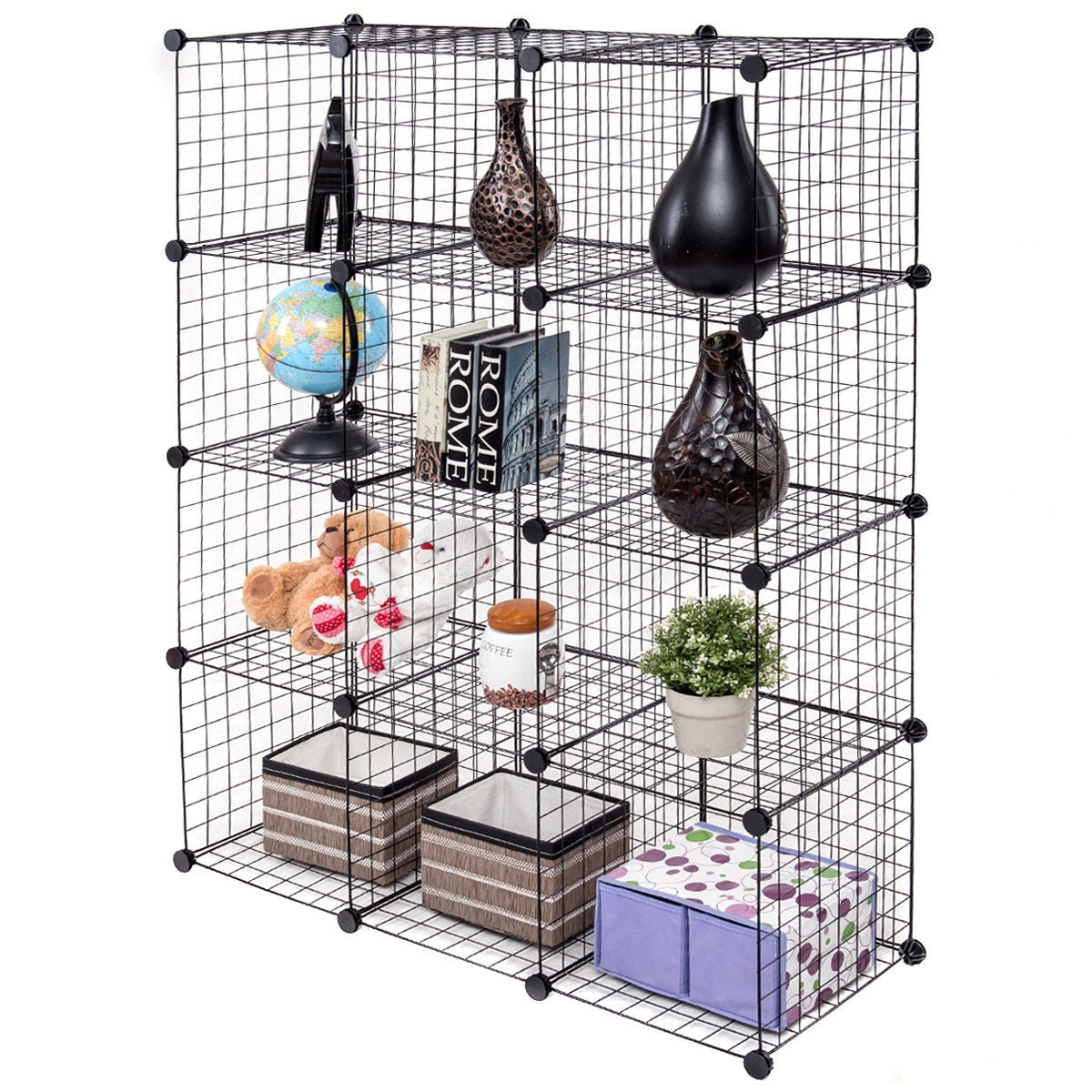 42" x 14" x 56" DIY 12-Cube Metal Grid Wire Storage Cubes