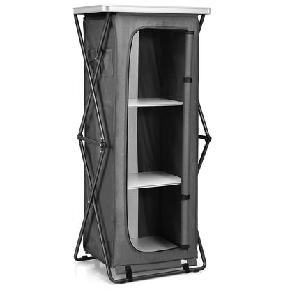 Folding Pop-Up Cupboard Compact Camping Storage Cabinet with Bag-L