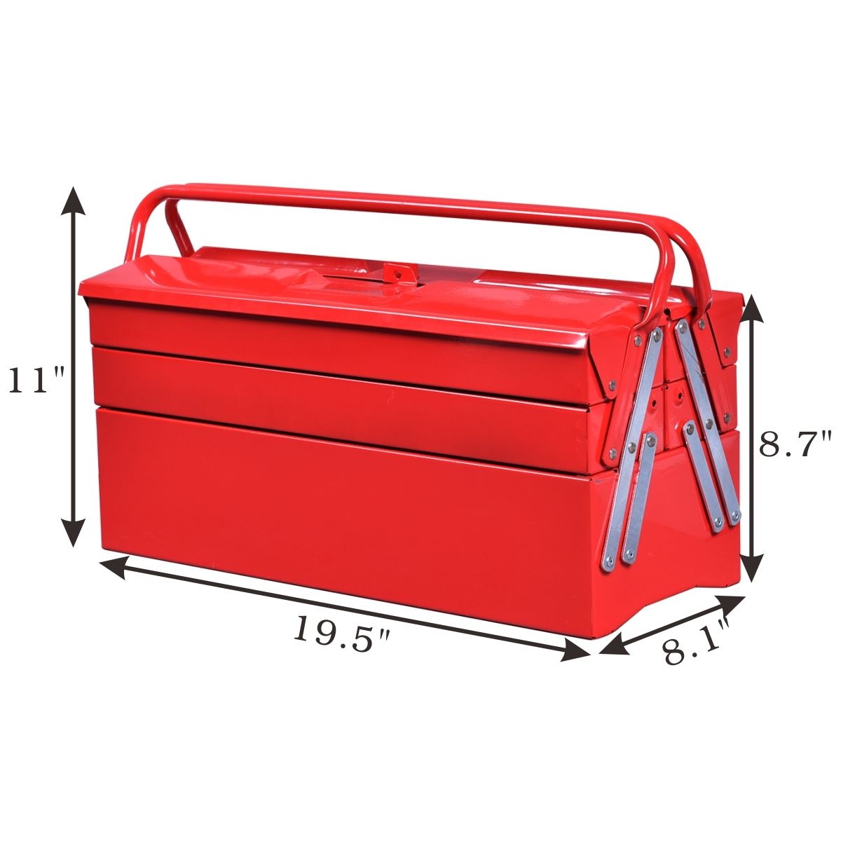 20 Inch Metal Tool Box Portable with 5 Trays Cantilever