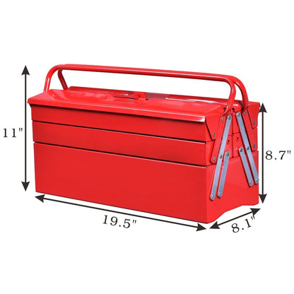 20 Inch Metal Tool Box Portable with 5 Trays Cantilever