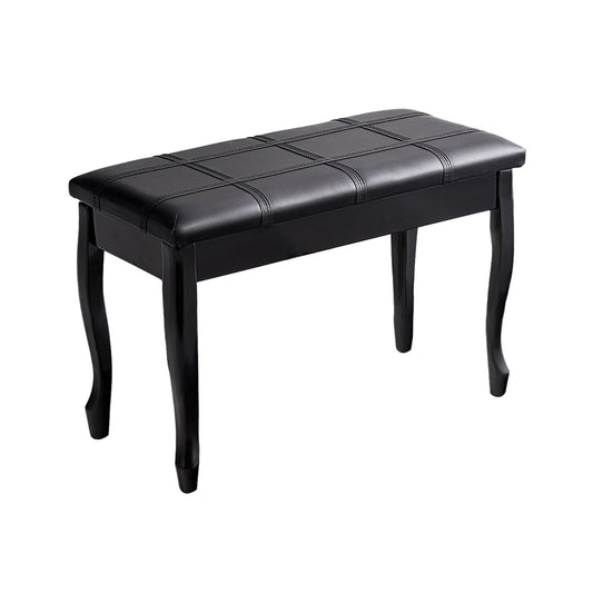 Solid Wood PU Leather Piano Bench with Storage-Black