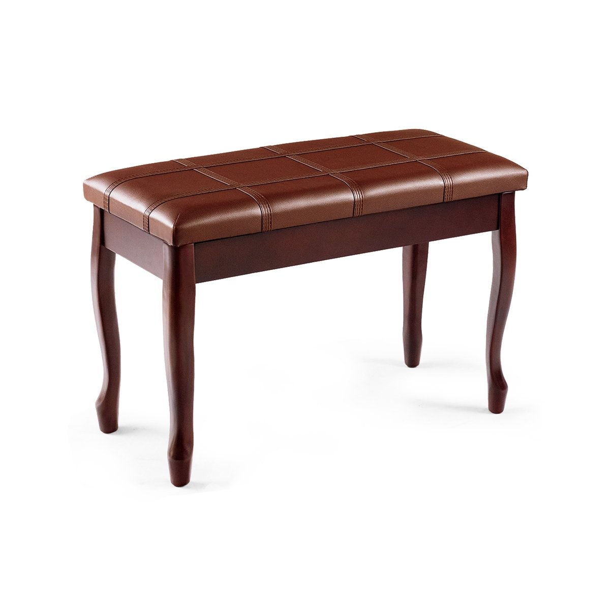 Solid Wood PU Leather Piano Bench with Storage-Black