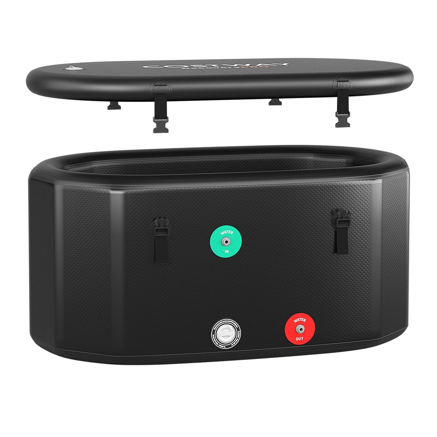 Portable Ice Bath Tub for Home with Lid and Protective Cover-Black
