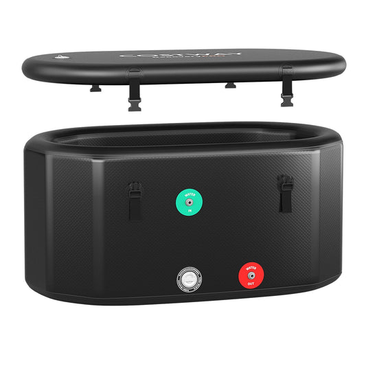 Portable Ice Bath Tub for Home with Lid and Protective Cover-Black