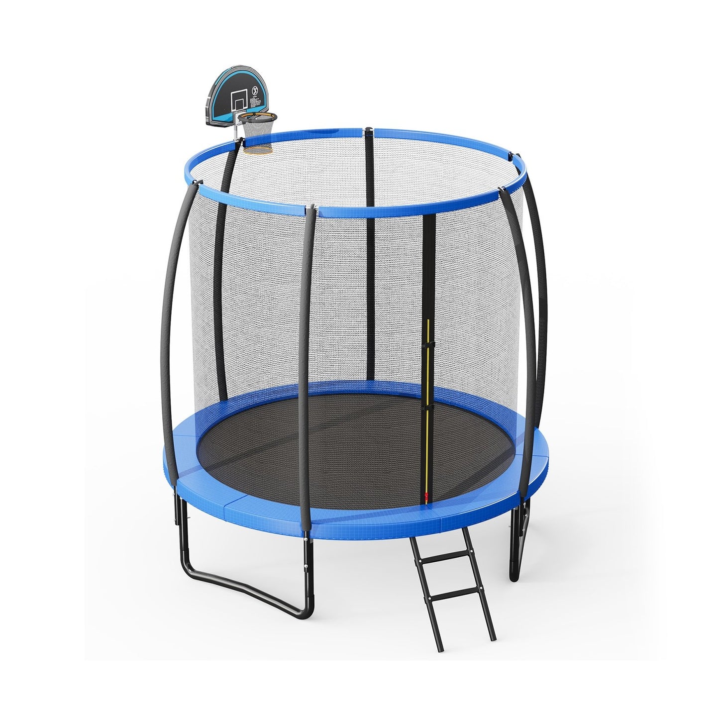 8 Feet Recreational Trampoline with Basketball Hoop and Net Ladder