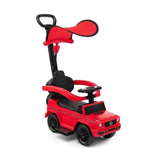 3-In-1 Ride on Push Car Mercedes Benz G350 Stroller Sliding Car with Canopy-Red