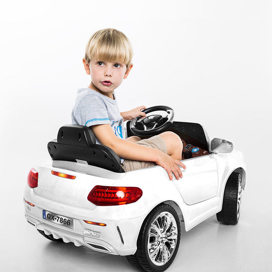 6 V Kids Ride on Car w/ RC + LED Lights + MP3-White - Direct by Wilsons Home Store