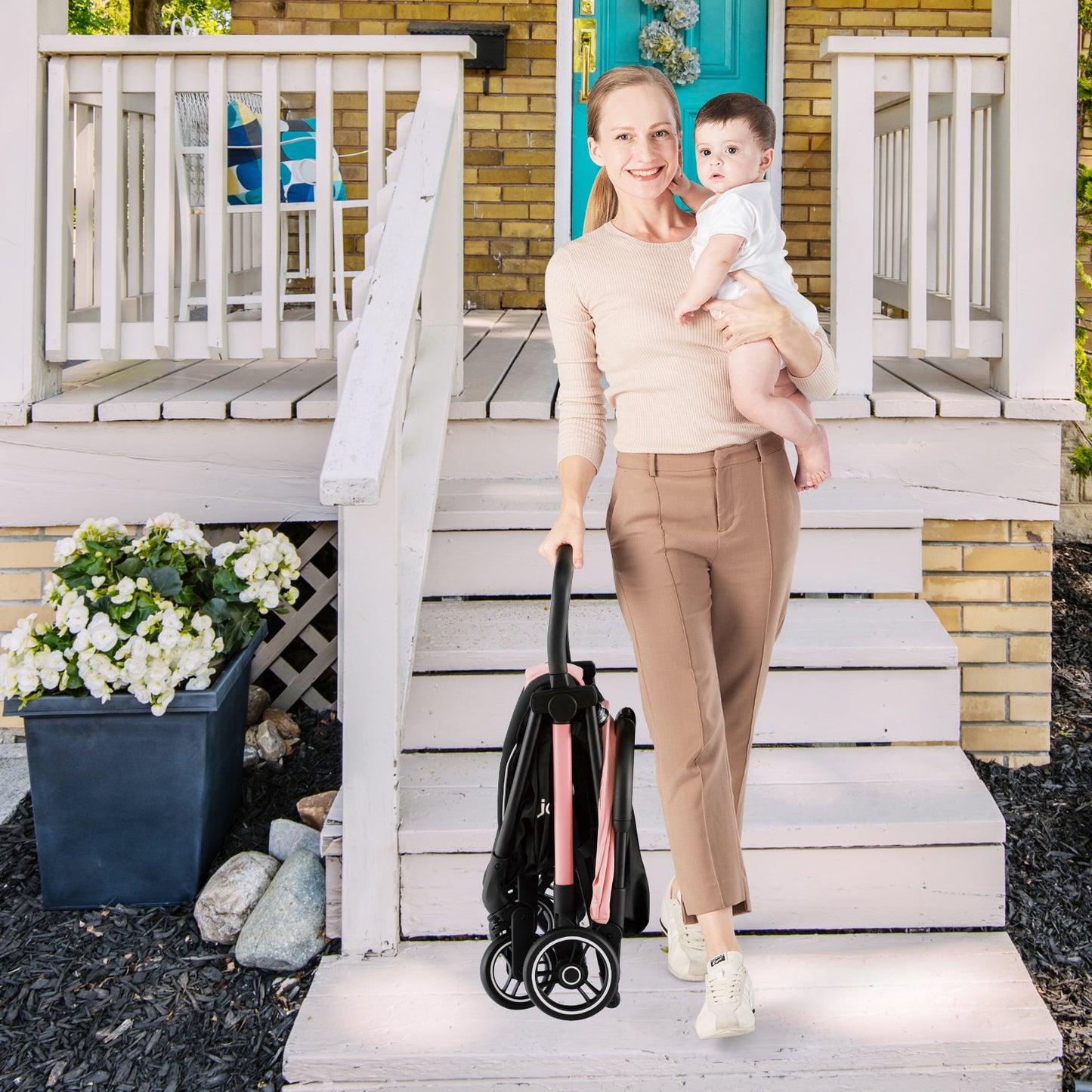 One-Hand Folding Portable Lightweight Stroller with Aluminum Frame