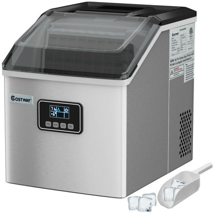 48 lbs Stainless Self-Clean Ice Maker with LCD Display Panel