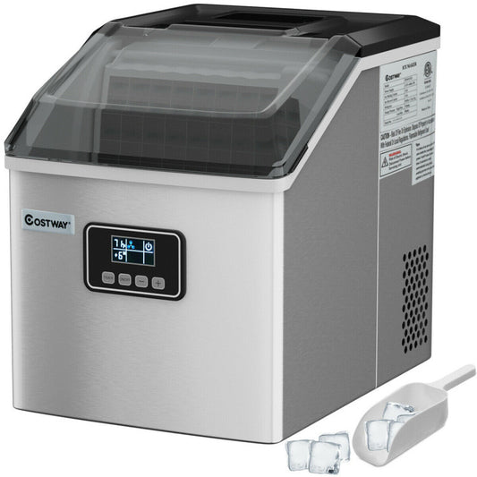 48 lbs Stainless Self-Clean Ice Maker with LCD Display Panel
