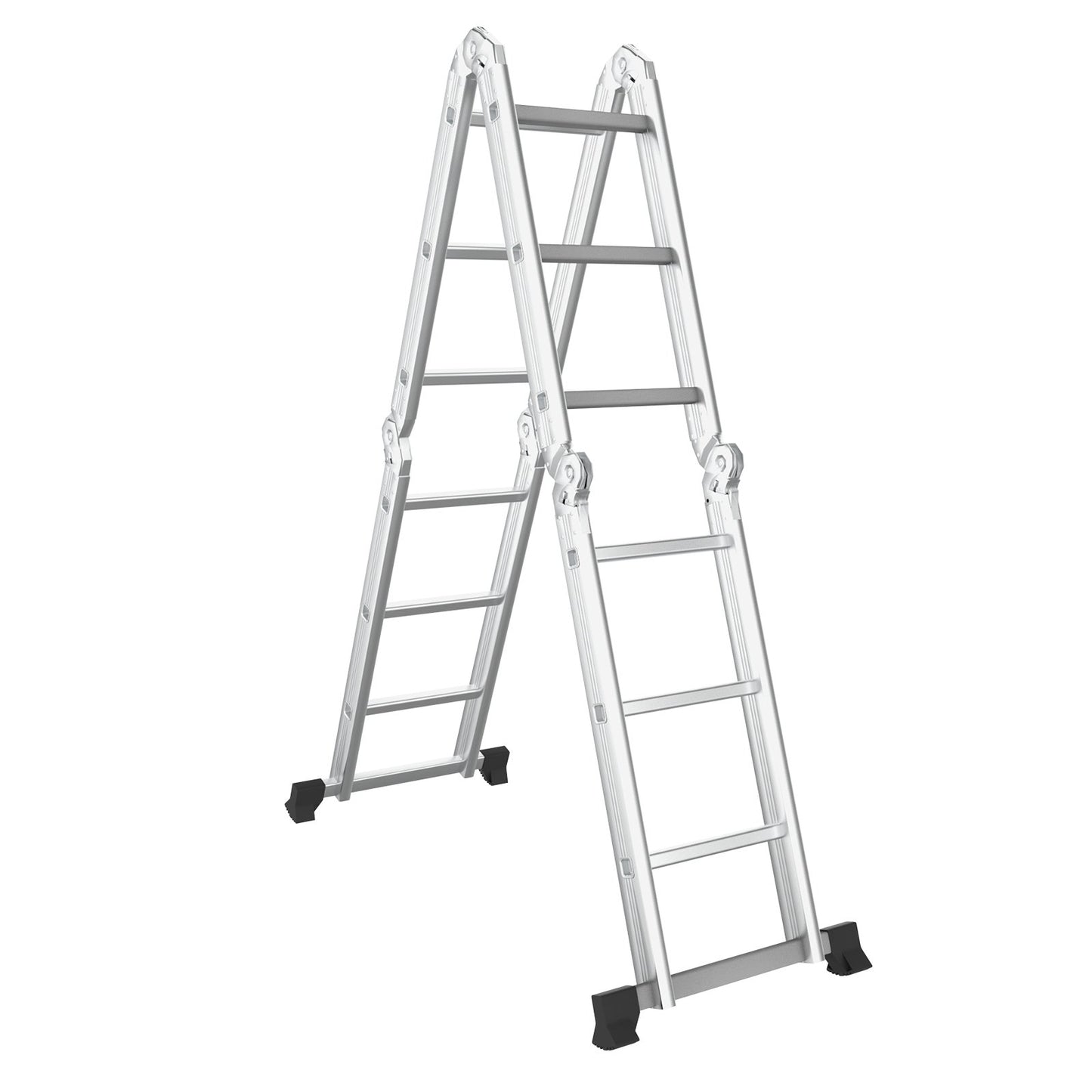 7-in-1 Folding Aluminum Step Ladder with Anti-Skid Pedal