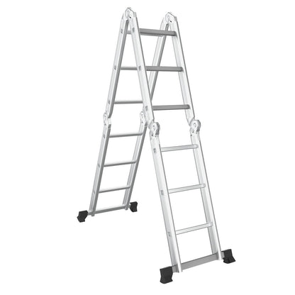7-in-1 Folding Aluminum Step Ladder with Anti-Skid Pedal