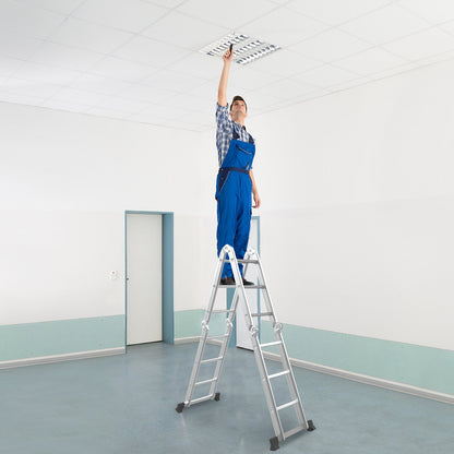 7-in-1 Folding Aluminum Step Ladder with Anti-Skid Pedal