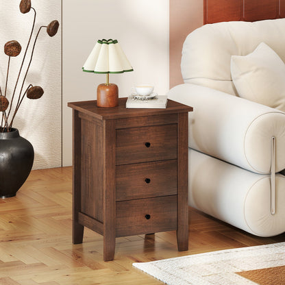 Set of 2 Nightstand End Beside Table Drawers-Black