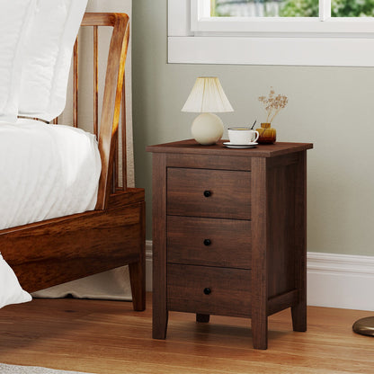 Set of 2 Nightstand End Beside Table Drawers-Black