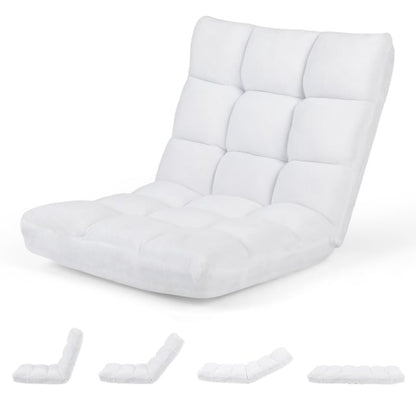 Adjustable 14-position Cushioned Floor Chair-Beige