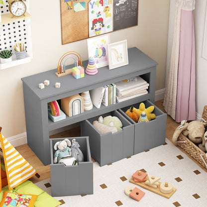 Kid Toy Storage Cabinet 3 Drawer Chest with Wheels Large Storage Cube Shelf-Black
