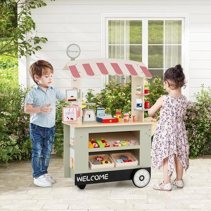 Toy Cart Play Set with POS Machine and Lovely Scale-Gray