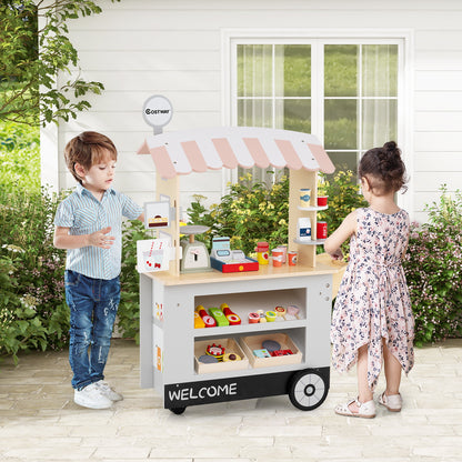 Toy Cart Play Set with POS Machine and Lovely Scale-Gray