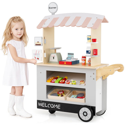 Toy Cart Play Set with POS Machine and Lovely Scale-Gray