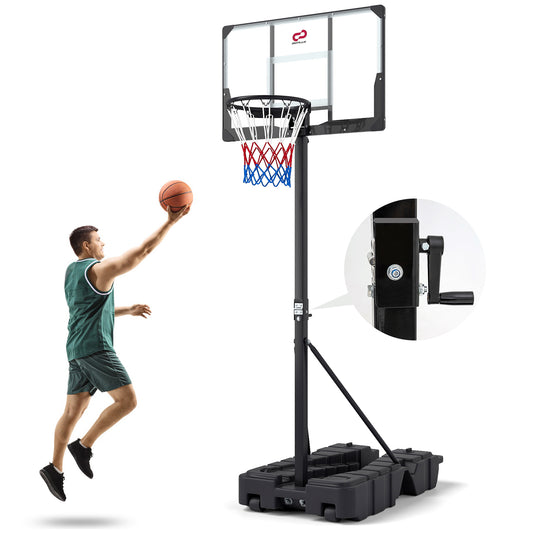 Foldable Basketball Hoop 7.54-10 ft Stepless Adjustable with PC Backboard