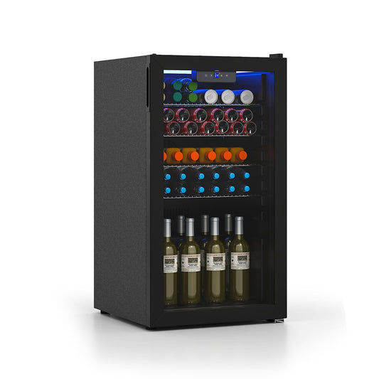 Beverage Refrigerator Cooler with Glass Door-Black