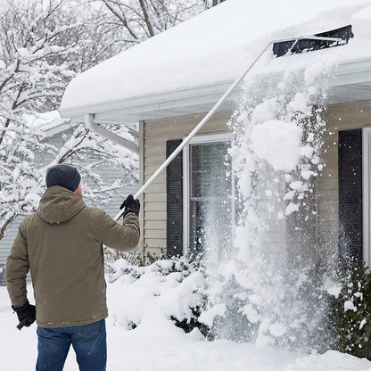 5-19 Feet Extendable Aluminum Snow Removal Tool with 6-section Tubes