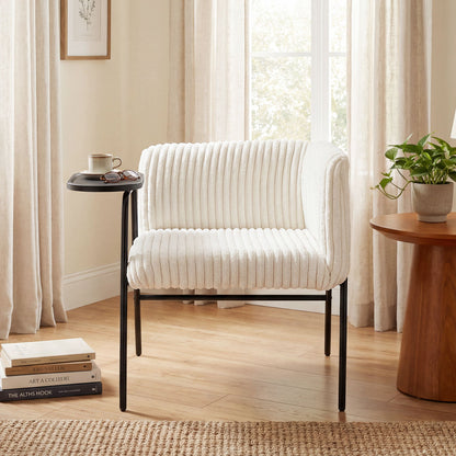 Modern Accent Chair with Tray Table and Solid Metal Frame-Beige