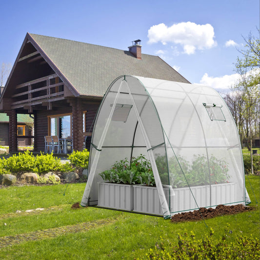 6 x 6 x 6.6 FT Outdoor Wall-in Tunnel Greenhouse-White